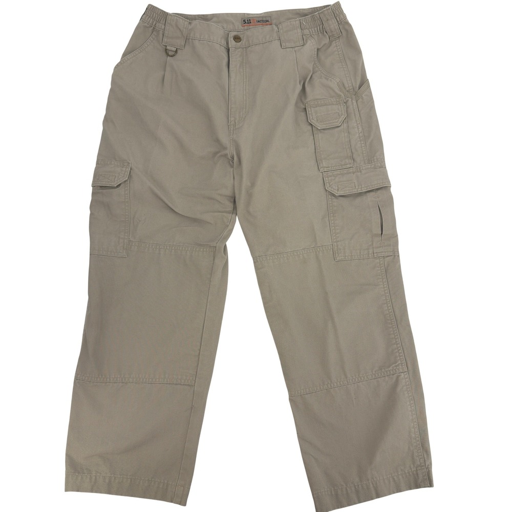 5.11 Tactical Cargo Pants Mens 33x26 (Tag 36x32) Khaki Tan Cotton Canvas Utility
